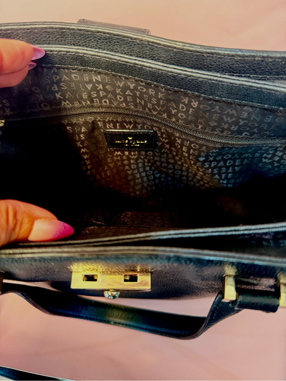 kate spade Black Pebbled Leather Top-Handle Briefcase - Picture 12 of 15